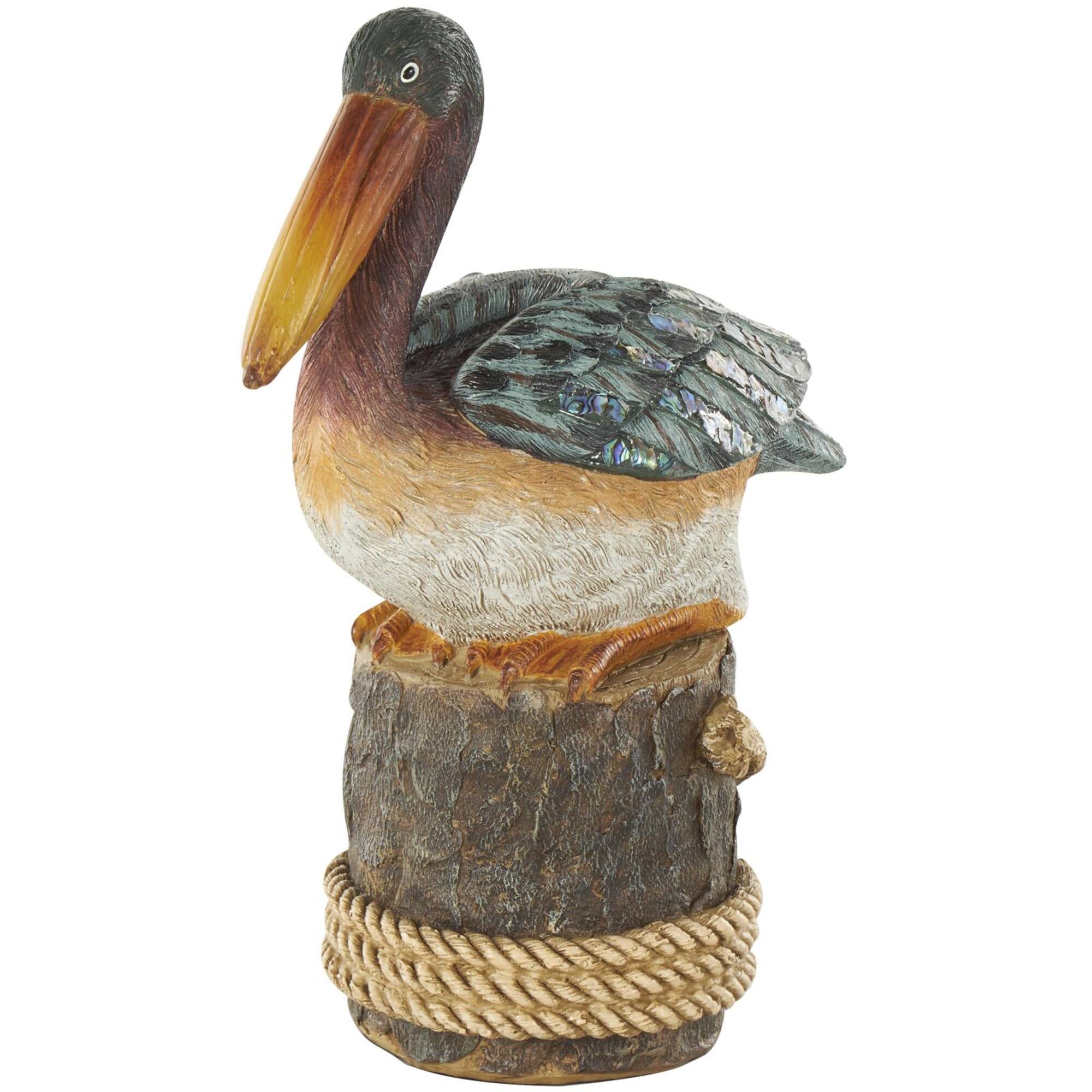 12" Teal Pelican Textured Sitting Sculpture